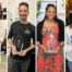 A collage of four photos of Noble Schools' 2025 Distinguished Teachers: Chelsea Lemon, John Farrand, Brittany Parks, and Anna Pietrantonio. They are in their classrooms receiving the award.